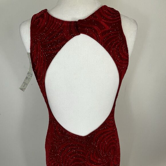 Vintage y2k 90s Cache Prom Formal Dress Glitter Maxi Fitted M Red Whimsical USA - Picture 9 of 16